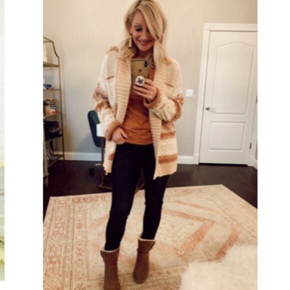 Good Hart by Matilda Jane Duval Knit Tan/Cream Open Cardigan - Picture 10 of 10